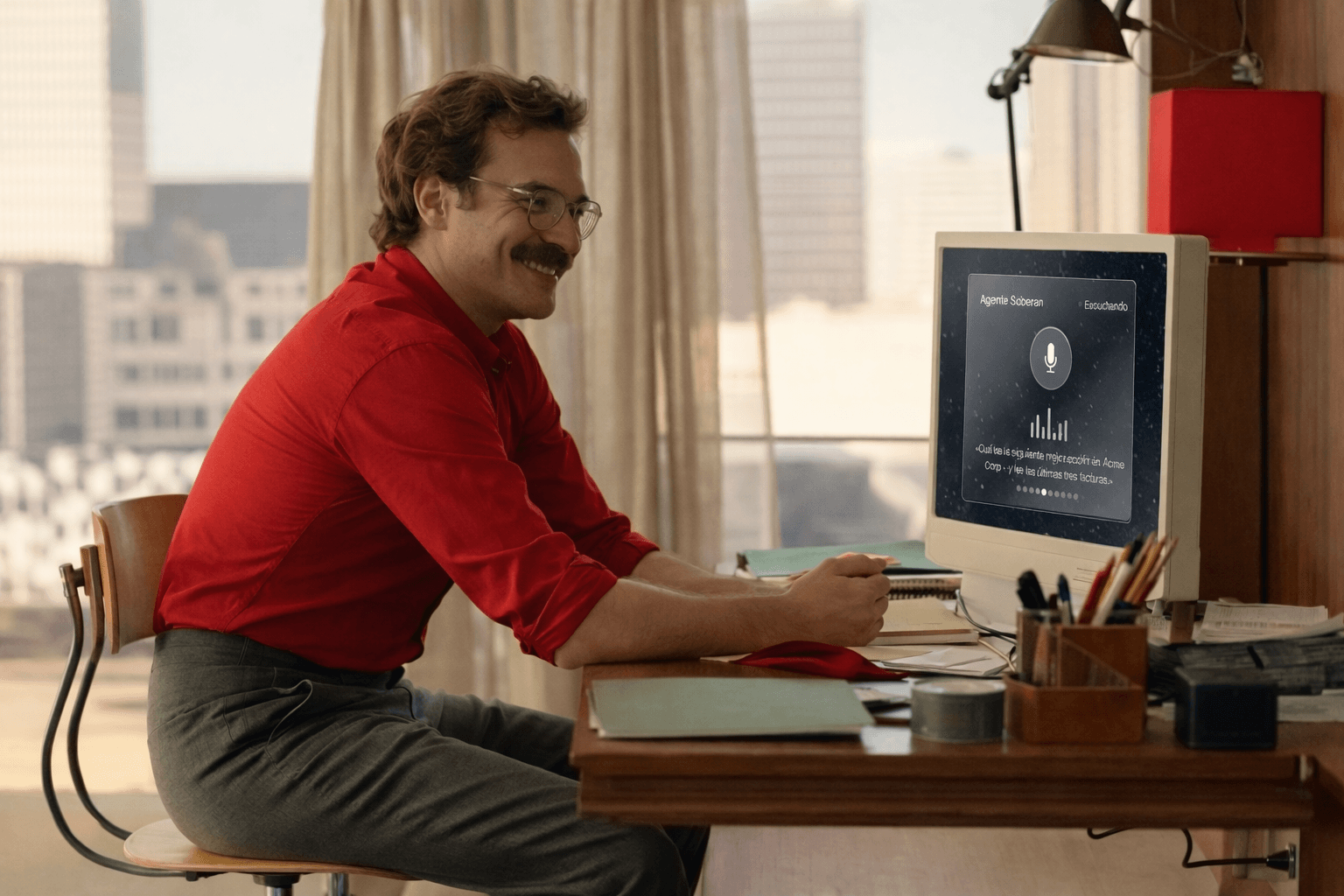Soberan Agent conversational interface with human portrait